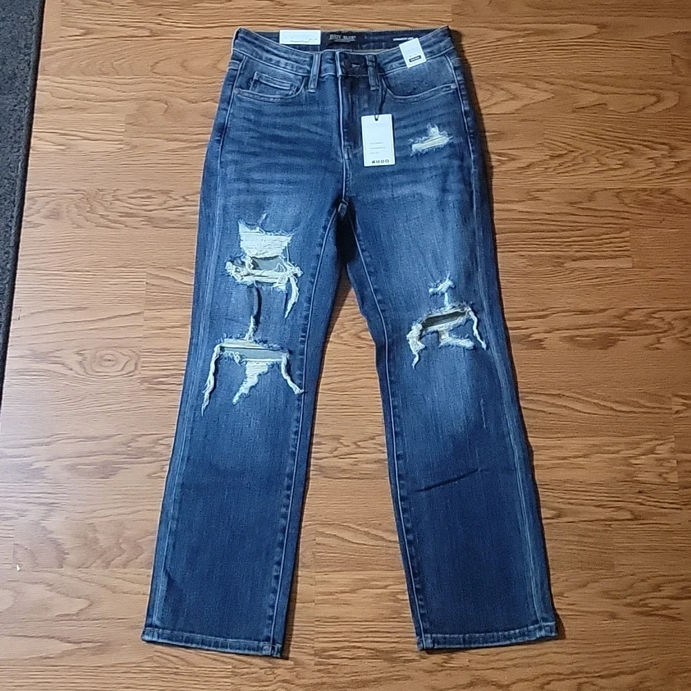 *HP* NEW Judy Blue Straight Leg Distressed Jeans - Picture 1 of 4